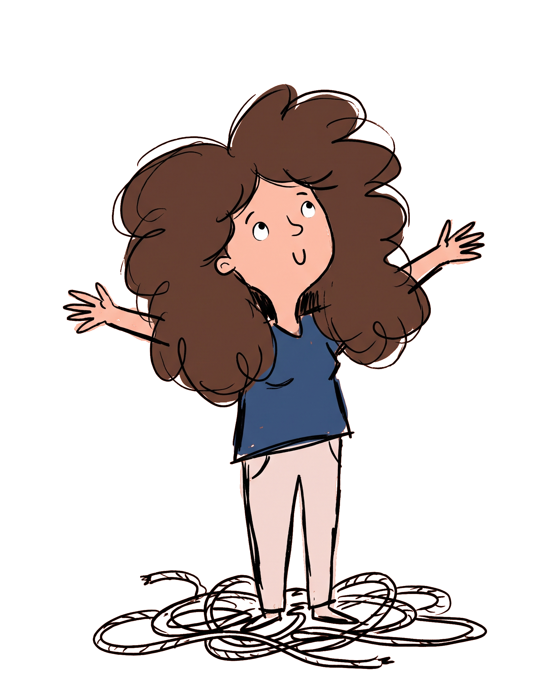 Ilustração de mulher livre, com o nó desfeito caído ao lado dela
